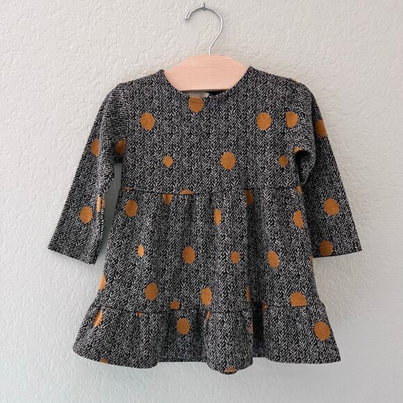 Zara Baby Dress Girls 9-12M Gray Tweed Polka Dot Long Sleeve Fall Winter - Picture 1 of 5